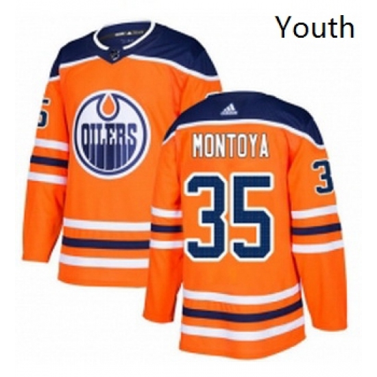 Youth Adidas Edmonton Oilers 35 Al Montoya Authentic Orange Home NHL Jersey